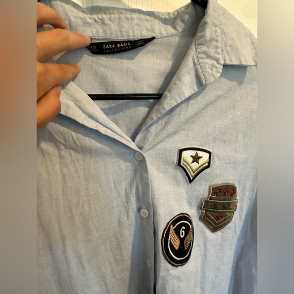 Zara Blue Military Shirt - Picture 3 of 5